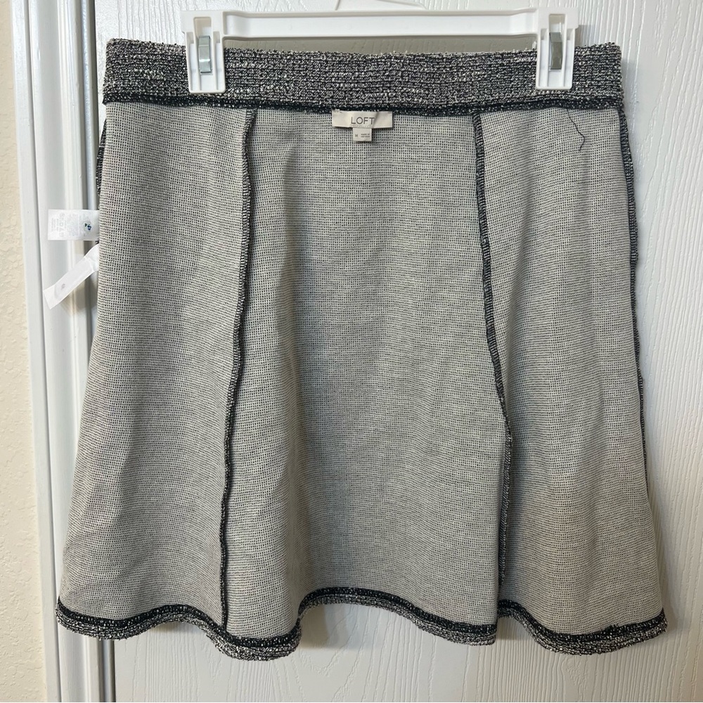 LOFT Mini & Short Skater Skirt, Gray, Cotton, Stretch Waist, Women's Size M - Picture 7 of 8